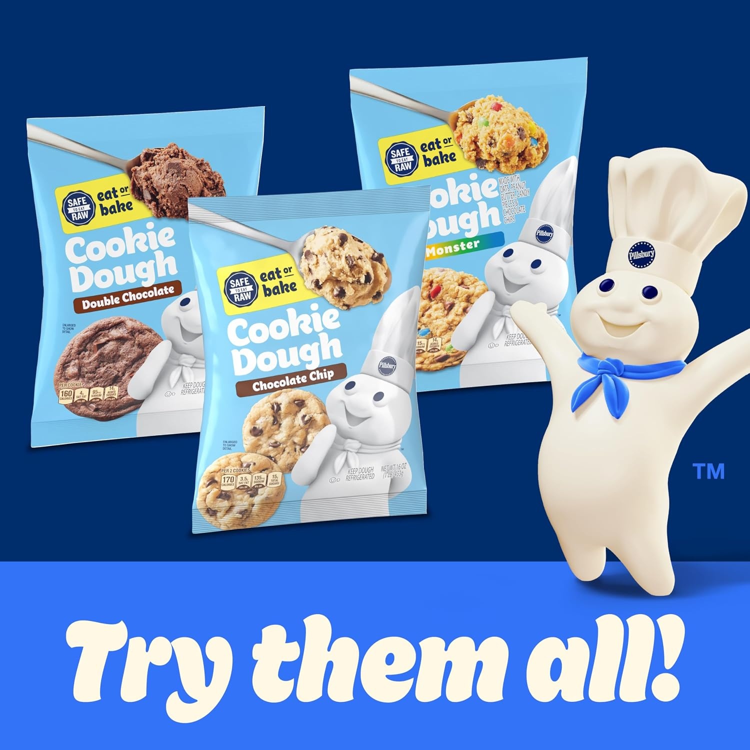 image:imagePillsbury Chocolate Chip Cookie Dough Value Size About 30 Cookies 30 oz30 Ounce Pack of 3
