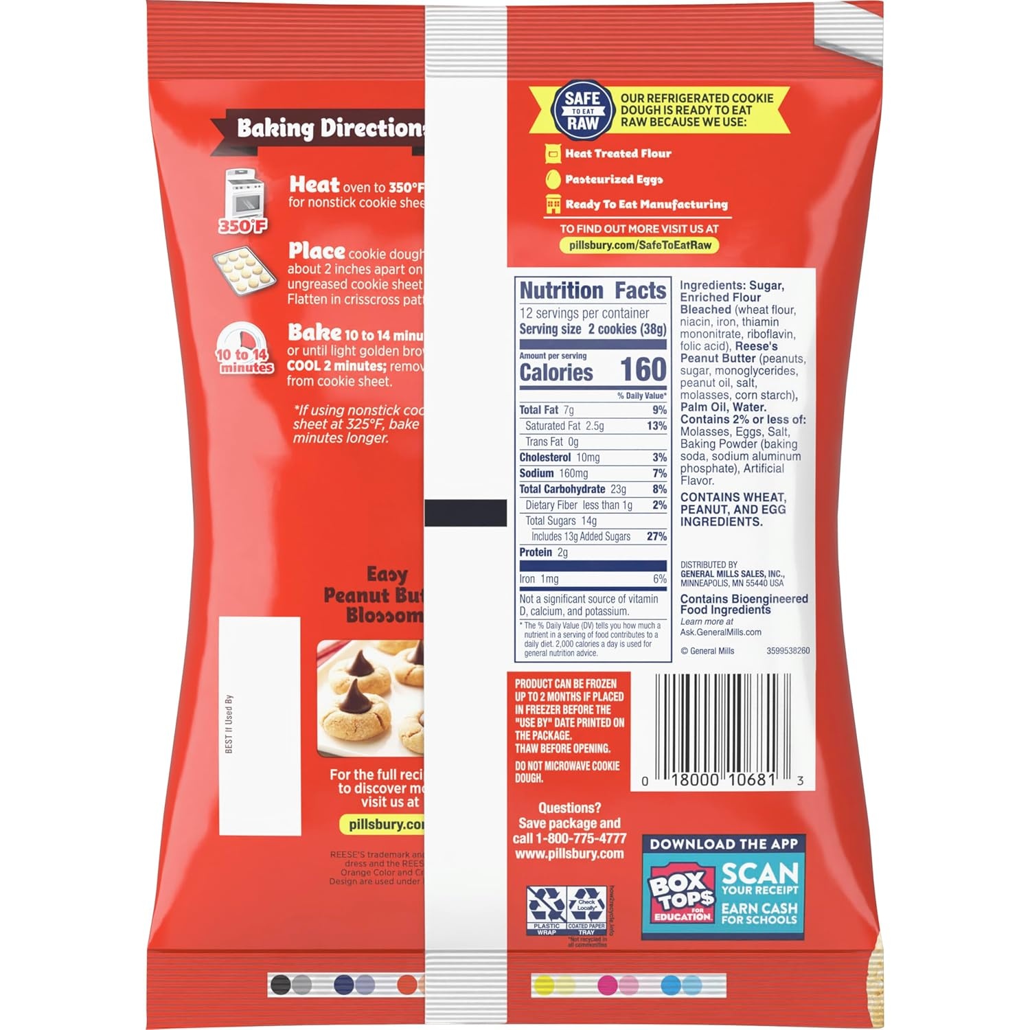 image:imagePillsbury REESES Peanut Butter Cookie Dough Makes 24 Cookies 16 oz16 Ounce Pack of 1