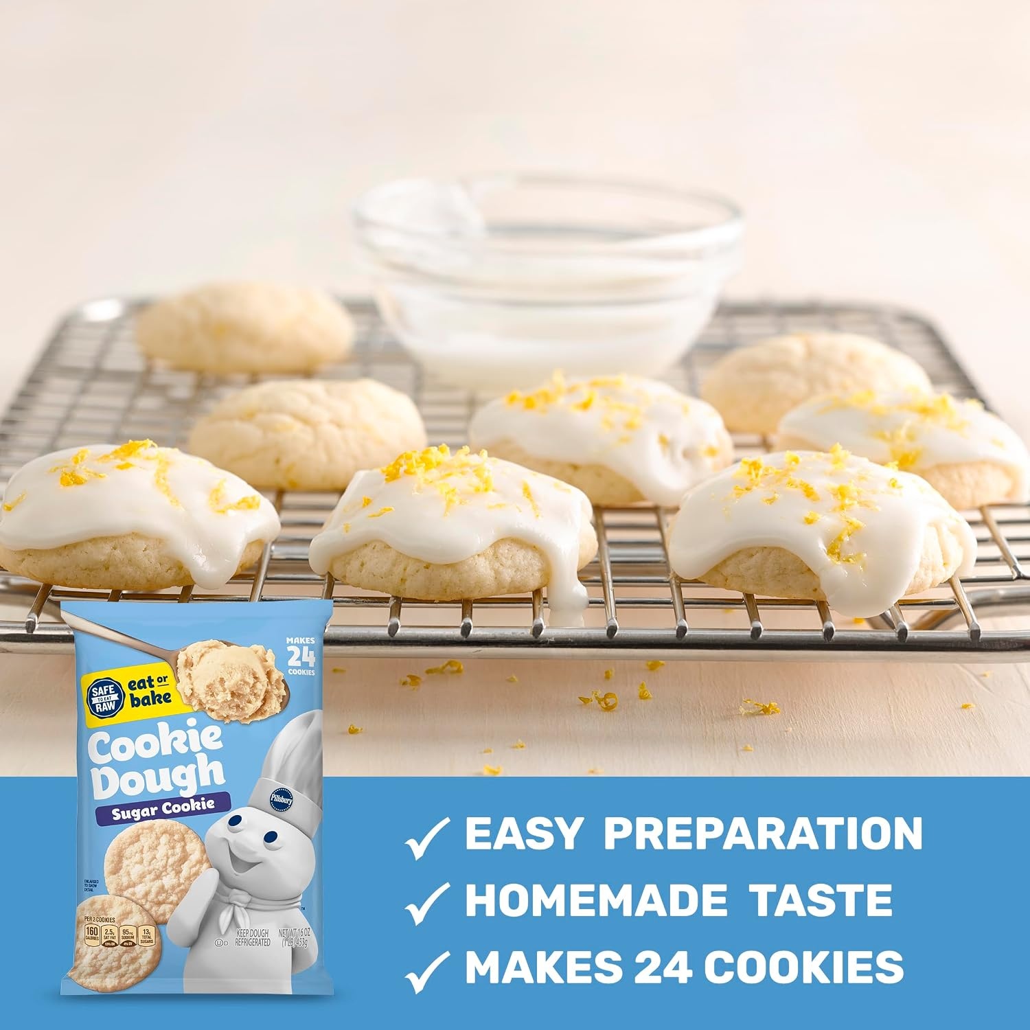 image:imagePillsbury Refrigerated Sugar Cookie Dough Makes 24 Cookies 16 oz