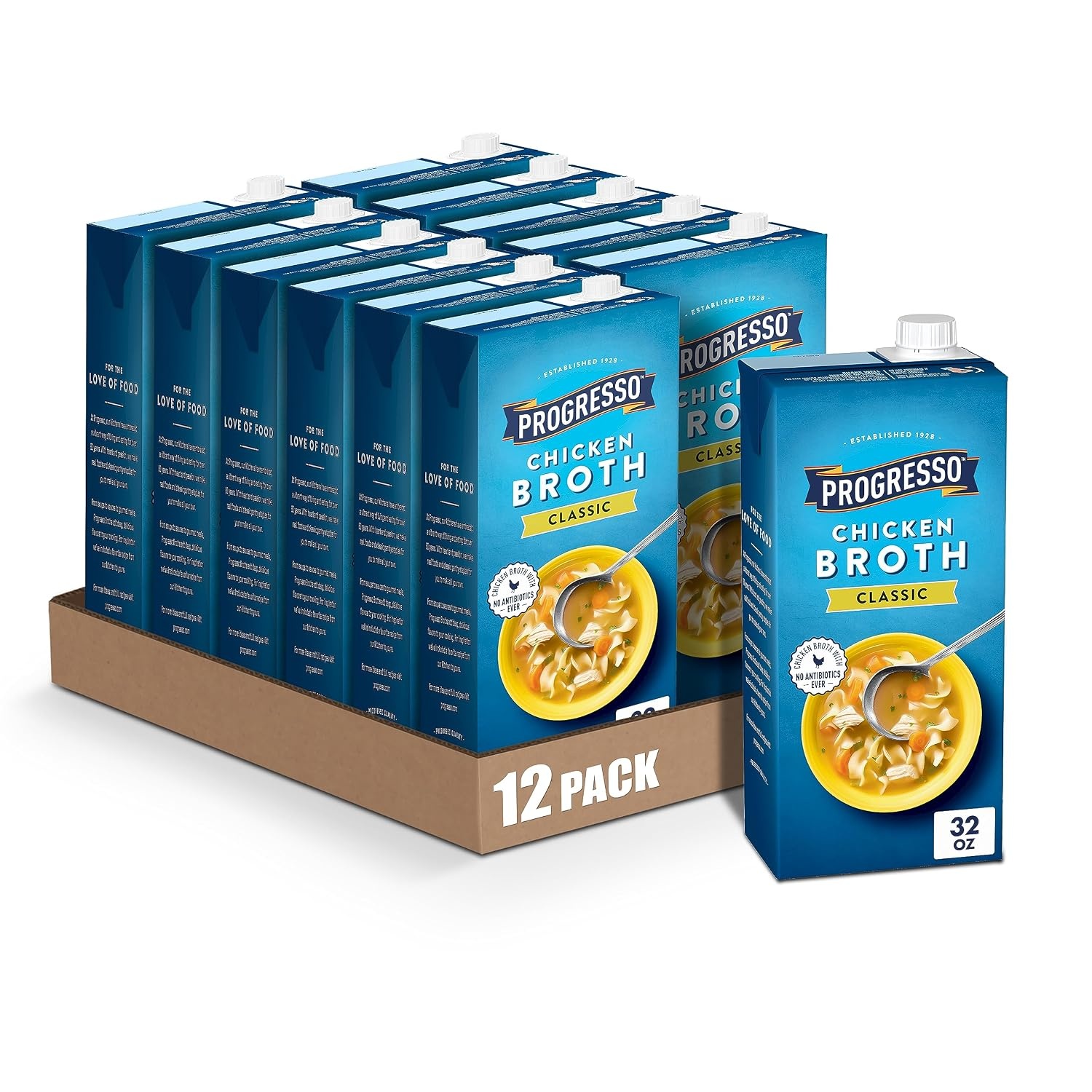 image:imageProgresso Chicken Broth Reduced Sodium Gluten Free 32 oz Pack of 12Classic Chicken Broth