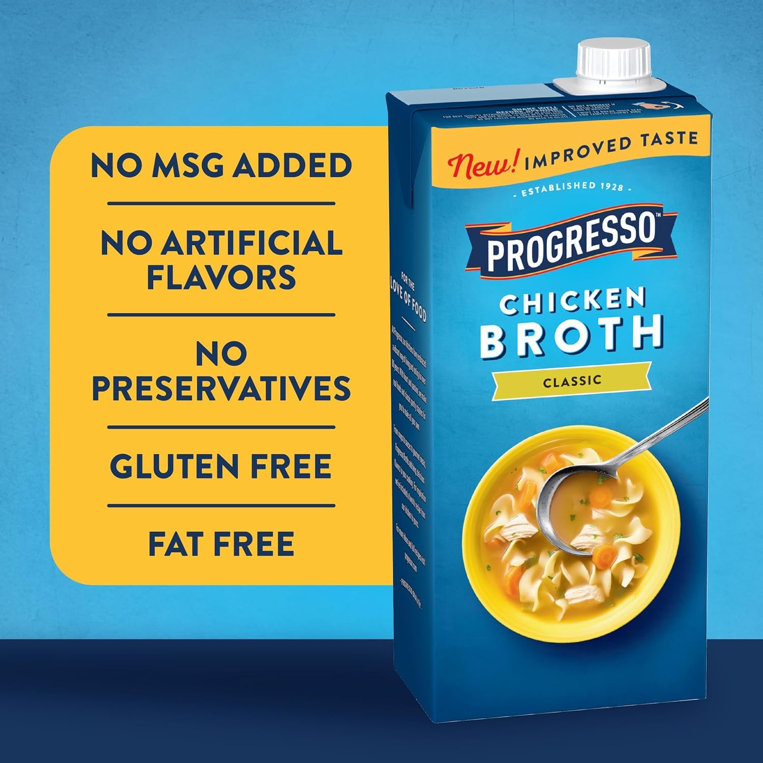 image:imageProgresso Chicken Broth Reduced Sodium Gluten Free 32 oz Pack of 12Classic Chicken Broth