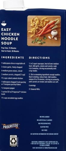 image:imageProgresso Chicken Broth Reduced Sodium Gluten Free 32 oz Pack of 12Classic Chicken Broth