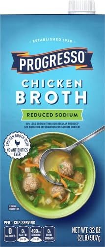 image:imageProgresso Chicken Broth Reduced Sodium Gluten Free 32 oz Pack of 12Reduced Sodium Chicken Broth