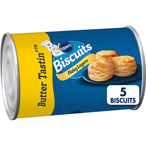 Pillsbury Flaky Layers Butter Tastin’ Canned Biscuits, 5 ct, 6 oz(30 OZ)