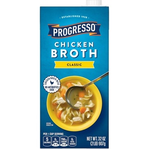 Progresso Chicken Broth, Reduced Sodium, Gluten Free, 32 oz. (Pack of 12)(Classic Chicken Broth)